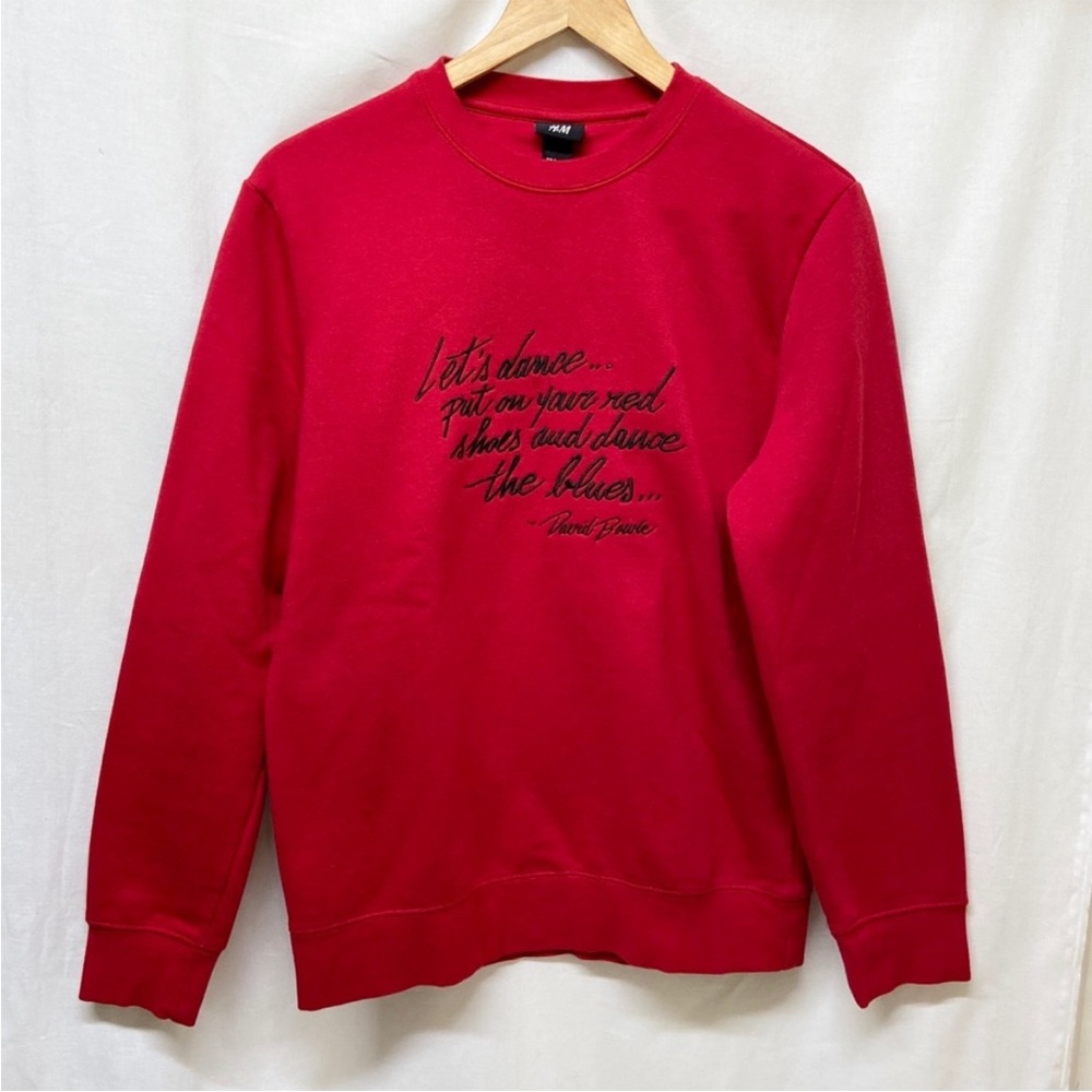 David Bowie Let’s Dance Embroidered Red Crewneck